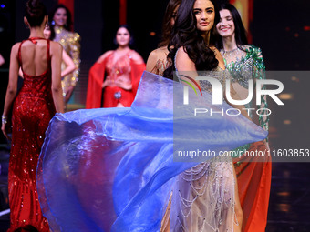 Contestants walk the ramp during the grand finale of Miss Universe India 2024 in Jaipur, Rajasthan, India, on September 22, 2024. (