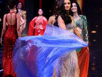 Contestants walk the ramp during the grand finale of Miss Universe India 2024 in Jaipur, Rajasthan, India, on September 22, 2024. (