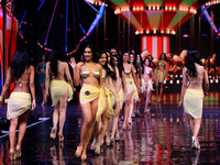 Contestants walk the ramp during the grand finale of Miss Universe India 2024 in Jaipur, Rajasthan, India, on September 22, 2024. (