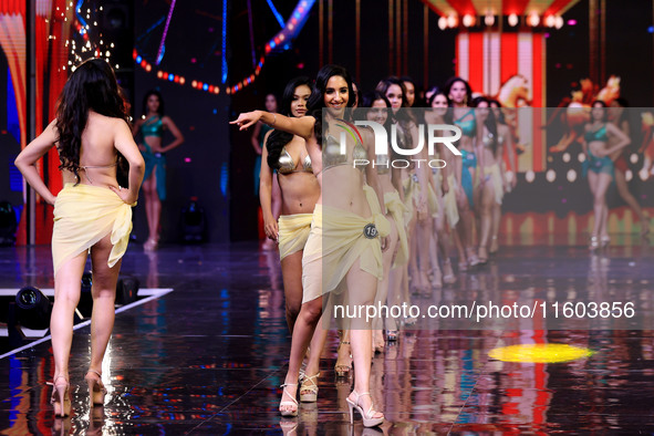 Contestants walk the ramp during the grand finale of Miss Universe India 2024 in Jaipur, Rajasthan, India, on September 22, 2024. 