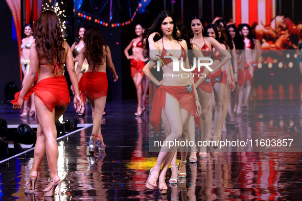 Contestants walk the ramp during the grand finale of Miss Universe India 2024 in Jaipur, Rajasthan, India, on September 22, 2024. 