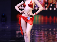 A contestant walks the ramp during the grand finale of Miss Universe India 2024 in Jaipur, Rajasthan, India, on September 22, 2024. (