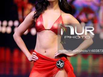 Rhea Singha walks the ramp before she is crowned Miss Universe India 2024 in Jaipur, Rajasthan, India, on September 22, 2024. (