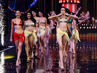 Contestants walk the ramp during the grand finale of Miss Universe India 2024 in Jaipur, Rajasthan, India, on September 22, 2024. (