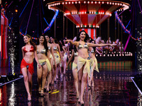 Contestants walk the ramp during the grand finale of Miss Universe India 2024 in Jaipur, Rajasthan, India, on September 22, 2024. (