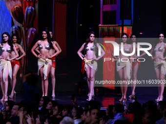 Contestants walk the ramp during the grand finale of Miss Universe India 2024 in Jaipur, Rajasthan, India, on September 22, 2024. (