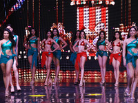 Contestants walk the ramp during the grand finale of Miss Universe India 2024 in Jaipur, Rajasthan, India, on September 22, 2024. (