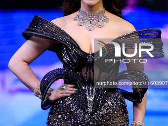 Miss Universe India 2015 and Bollywood actor Urvashi Rautela attends the grand finale of Miss Universe India 2024 in Jaipur, Rajasthan, Indi...