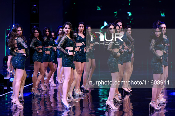 Contestants walk the ramp during the grand finale of Miss Universe India 2024 in Jaipur, Rajasthan, India, on September 22, 2024. 