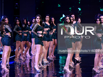 Contestants walk the ramp during the grand finale of Miss Universe India 2024 in Jaipur, Rajasthan, India, on September 22, 2024. (