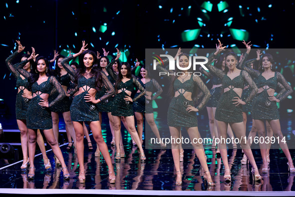 Contestants walk the ramp during the grand finale of Miss Universe India 2024 in Jaipur, Rajasthan, India, on September 22, 2024. 