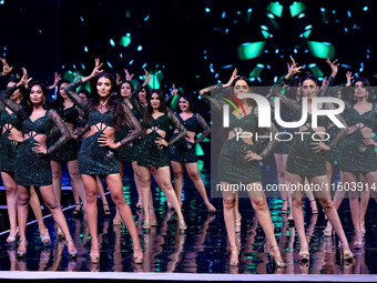 Contestants walk the ramp during the grand finale of Miss Universe India 2024 in Jaipur, Rajasthan, India, on September 22, 2024. (