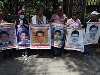 Mothers and fathers of the 43 missing students from Ayotzinapa protest outside the Ministry of the Interior in Mexico City, Mexico, on Septe...