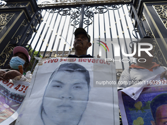 Mothers and fathers of the 43 missing students from Ayotzinapa protest outside the Ministry of the Interior in Mexico City, Mexico, on Septe...