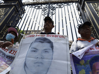 Mothers and fathers of the 43 missing students from Ayotzinapa protest outside the Ministry of the Interior in Mexico City, Mexico, on Septe...