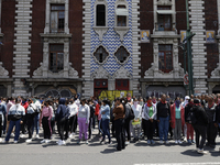 Colleagues of the 43 missing students from Ayotzinapa protest outside the Ministry of the Interior in Mexico City, Mexico, on September 23,...