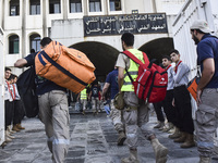 People who flee their villages in southern Lebanon are received at an art institute transformed into a shelter for persons displaced by conf...