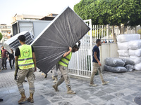 People who flee their villages in southern Lebanon are received at an art institute transformed into a shelter for persons displaced by conf...