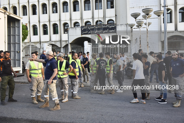 People who flee their villages in southern Lebanon are received at an art institute transformed into a shelter for persons displaced by conf...