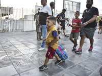 People who flee their villages in southern Lebanon are received at an art institute transformed into a shelter for persons displaced by conf...