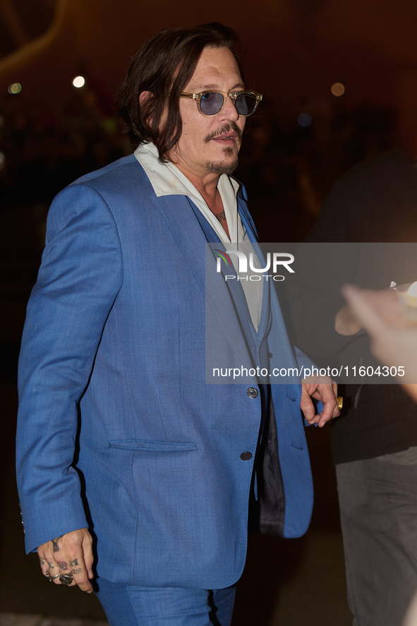 Johnny Depp arrives at the Maria Cristina hotel during the 72nd San Sebastian International Film Festival in San Sebastian, Spain, on Septem...