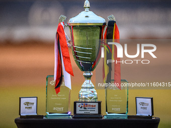 The Premiership Trophy and mementos are on display during the Rowe Motor Oil Premiership Grand Final 1st Leg between Belle Vue Aces and Leic...