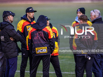 Leicester Watling JCB Lions team meets during the Rowe Motor Oil Premiership Grand Final 1st Leg between Belle Vue Aces and Leicester Lions...