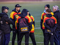 Leicester Watling JCB Lions team meets during the Rowe Motor Oil Premiership Grand Final 1st Leg between Belle Vue Aces and Leicester Lions...