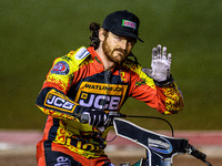 Richard Lawson of the Leicester Lions participates in the parade lap during the Rowe Motor Oil Premiership Grand Final 1st Leg between Belle...