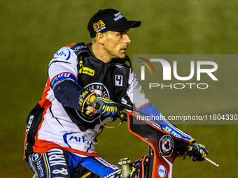 Belle Vue Aces' guest rider Niels K. Iversen participates in the parade lap during the Rowe Motor Oil Premiership Grand Final 1st Leg betwee...