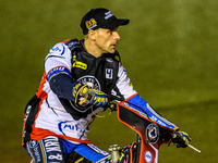 Belle Vue Aces' guest rider Niels K. Iversen participates in the parade lap during the Rowe Motor Oil Premiership Grand Final 1st Leg betwee...