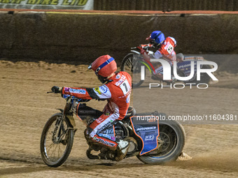 Belle Vue Aces' Brady Kurtz in red rides inside Belle Vue Aces' Dan Bewley in blue during the Rowe Motor Oil Premiership Grand Final 1st Leg...