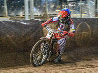 Dan Bewley of Belle Vue Aces competes during the Rowe Motor Oil Premiership Grand Final 1st Leg between Belle Vue Aces and Leicester Lions a...