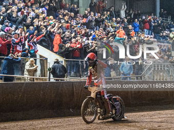 Belle Vue Aces' Brady Kurtz acknowledges the fans during the Rowe Motor Oil Premiership Grand Final 1st Leg between Belle Vue Aces and Leice...