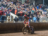 Belle Vue Aces' Brady Kurtz acknowledges the fans during the Rowe Motor Oil Premiership Grand Final 1st Leg between Belle Vue Aces and Leice...