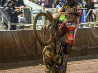 Belle Vue Aces' Brady Kurtz celebrates with a wheelie during the Rowe Motor Oil Premiership Grand Final 1st Leg between Belle Vue Aces and L...