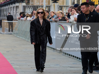 Isabelle Huppert attends the red carpet of the film Yeohaengjaui Pilyo during the 72nd San Sebastian International Film Festival in San Seba...