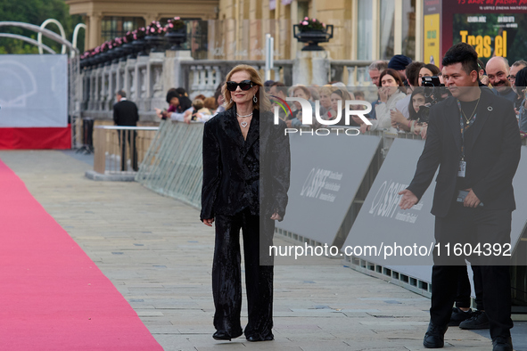 Isabelle Huppert attends the red carpet of the film Yeohaengjaui Pilyo during the 72nd San Sebastian International Film Festival in San Seba...