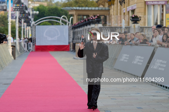 Isabelle Huppert attends the red carpet of the film Yeohaengjaui Pilyo during the 72nd San Sebastian International Film Festival in San Seba...