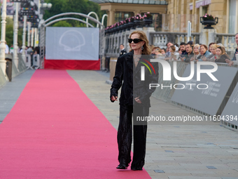 Isabelle Huppert attends the red carpet of the film Yeohaengjaui Pilyo during the 72nd San Sebastian International Film Festival in San Seba...