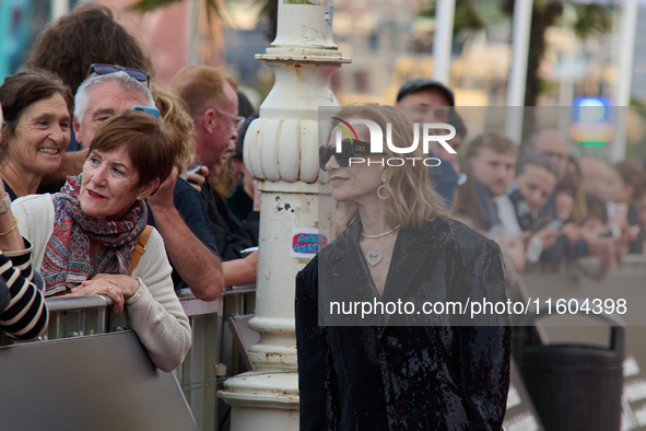 Isabelle Huppert attends the red carpet of the film Yeohaengjaui Pilyo during the 72nd San Sebastian International Film Festival in San Seba...