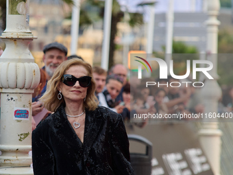 Isabelle Huppert attends the red carpet of the film Yeohaengjaui Pilyo during the 72nd San Sebastian International Film Festival in San Seba...