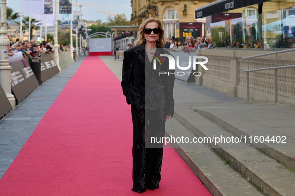 Isabelle Huppert attends the red carpet of the film Yeohaengjaui Pilyo during the 72nd San Sebastian International Film Festival in San Seba...