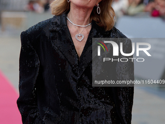 Isabelle Huppert attends the red carpet of the film Yeohaengjaui Pilyo during the 72nd San Sebastian International Film Festival in San Seba...