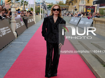 Isabelle Huppert attends the red carpet of the film Yeohaengjaui Pilyo during the 72nd San Sebastian International Film Festival in San Seba...