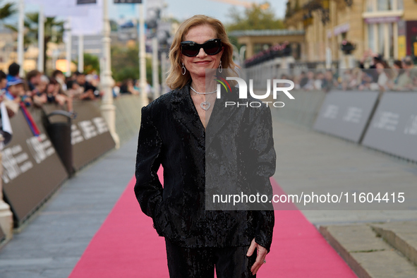 Isabelle Huppert attends the red carpet of the film Yeohaengjaui Pilyo during the 72nd San Sebastian International Film Festival in San Seba...