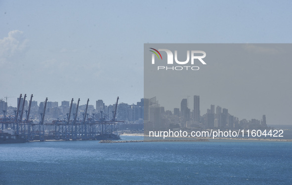 This overview is taken from Dbayeh, north of Beirut, in Beirut, Lebanon, on September 23, 2024. The Israeli army says it conducts a ''target...