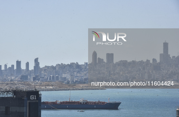 This overview is taken from Dbayeh, north of Beirut, in Beirut, Lebanon, on September 23, 2024. The Israeli army says it conducts a ''target...