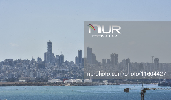 This overview is taken from Dbayeh, north of Beirut, in Beirut, Lebanon, on September 23, 2024. The Israeli army says it conducts a ''target...