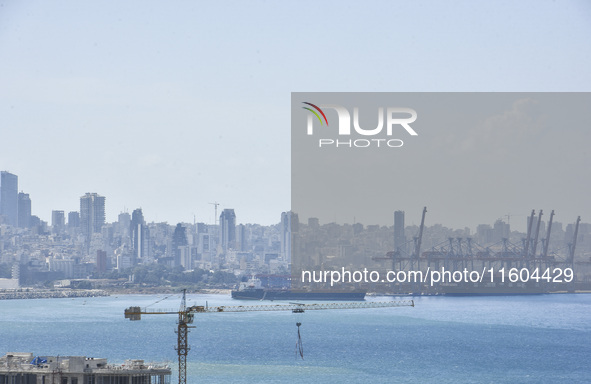 This overview is taken from Dbayeh, north of Beirut, in Beirut, Lebanon, on September 23, 2024. The Israeli army says it conducts a ''target...